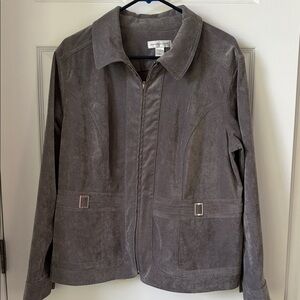 Christopher & Banks Gray Corduroy Zip Front Jacket